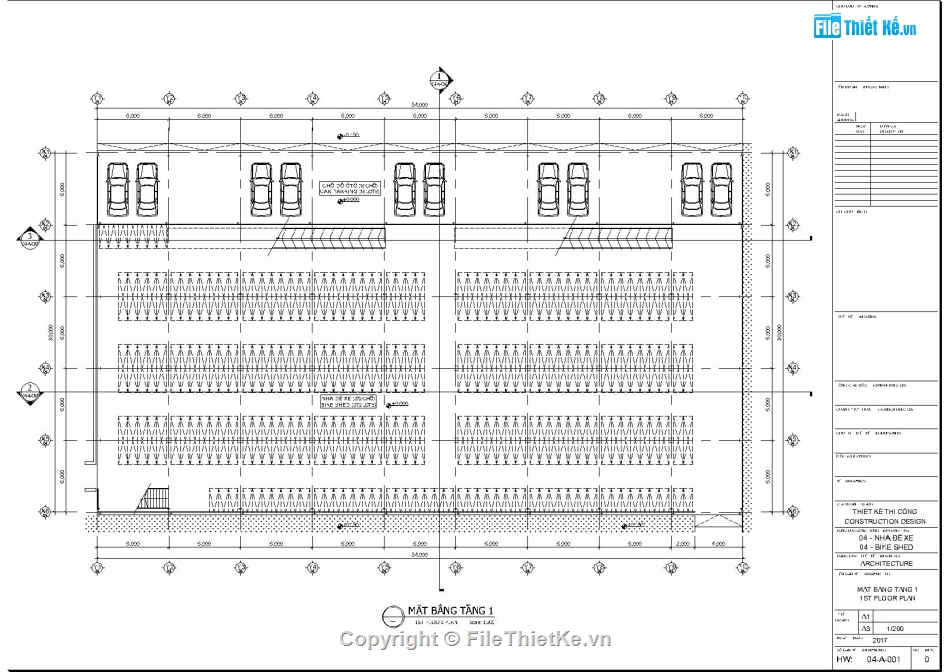 Thiết kế nhà xe 2 tầng,Nhà xe khung thép tiền chế,Bản vẽ nhà để xe,File Autocad thiết kế nhà xe,Mẫu thiết kế nhà đê xe,Bản vẽ nhà để xe 30x54m