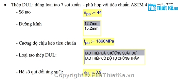 đồ án môn học,đồ án cầu bê tông,dầm I=33m,dầm i căng trước,dự ứng lực căng trước,bảng tính cầu bê tông