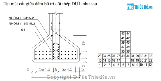 đồ án môn học,đồ án cầu bê tông,dầm I=33m,dầm i căng trước,dự ứng lực căng trước,bảng tính cầu bê tông