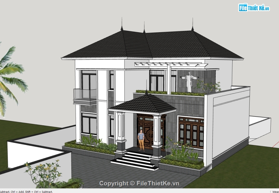 bao cảnh biệt thự 2 tầng,file su biệt thự 2 tầng,model su biệt thự 2 tầng
