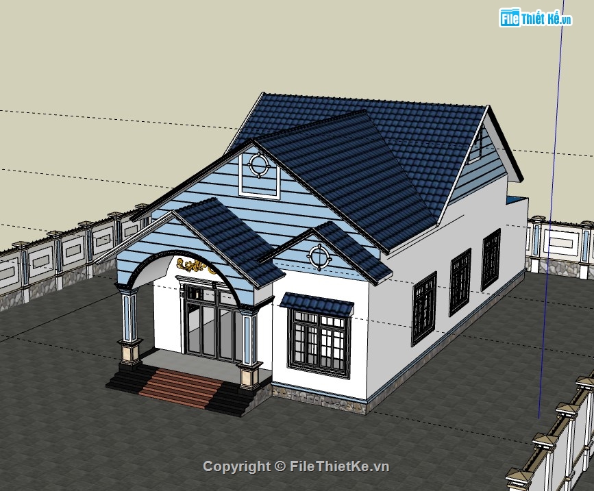 biệt thự 1 tầng,su biệt thự,sketchup biệt thự,sketchup biệt thự 1 tầng