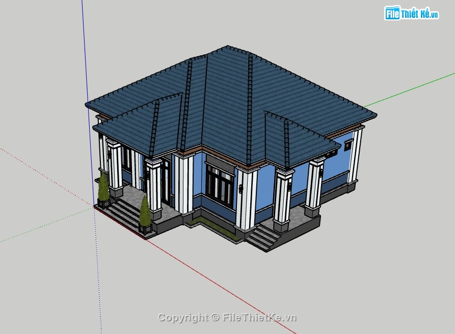 su biệt thự,sketchup biệt thự,biệt thự 1 tầng,su biệt thự 1 tầng