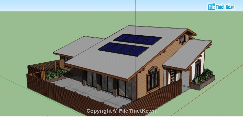 file su biệt thự,sketchup biệt thự 1 tầng,model su biệt thự