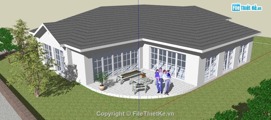 biệt thự sketchup,file su biệt thự,file sketchup biệt thự