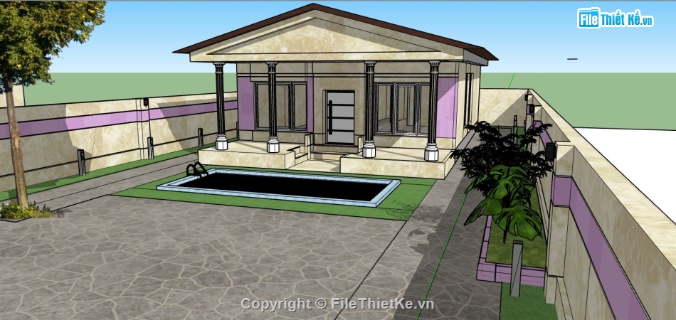 file su biệt thự,model su biệt thự,sketchup biệt thự