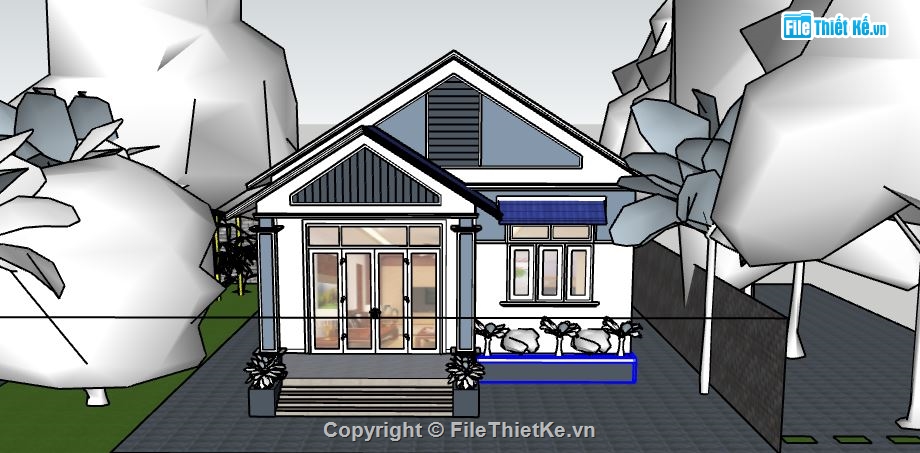 nhà 1 tầng su,sketchup nhà 1 tầng,model su nhà 1 tầng