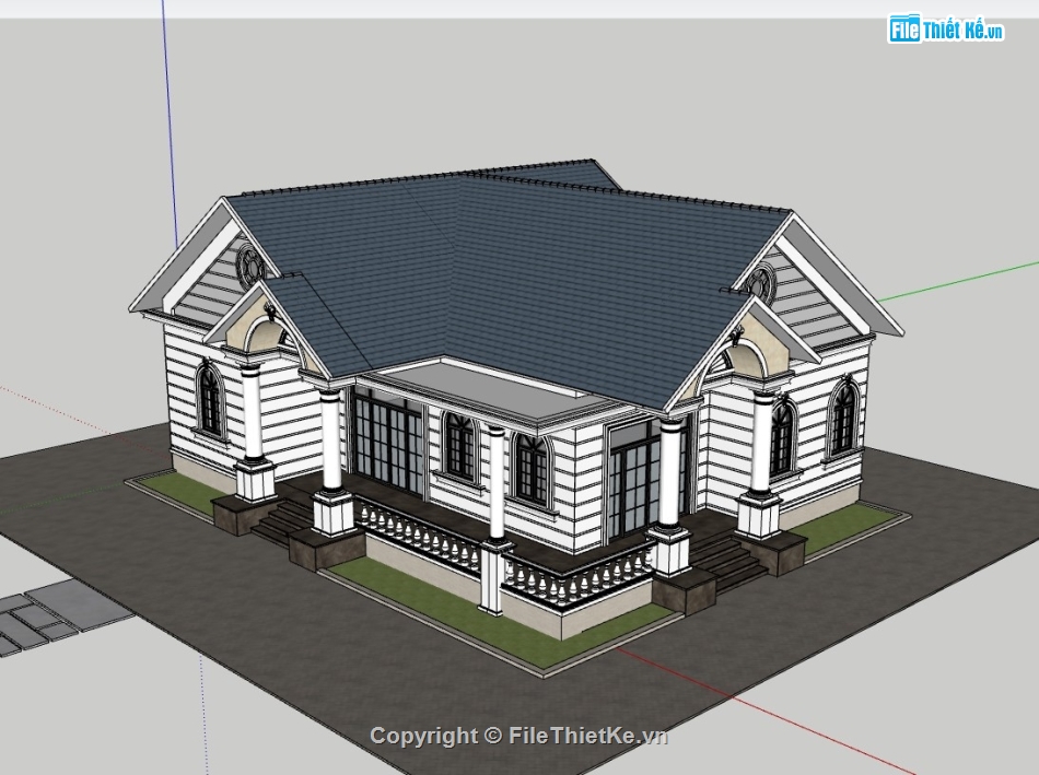 biệt thự 1 tầng,su biệt thự 1 tầng,sketchup biệt thự 1 tầng