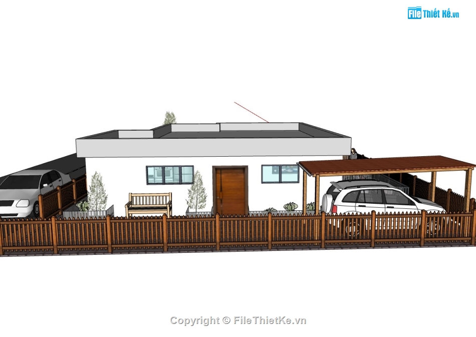 biệt thự 1 tầng,su biệt thự,sketchup biệt thự