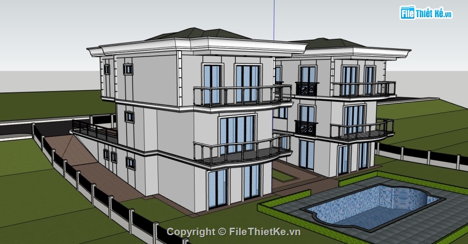 biệt thự file su,biệt thự  su,file sketchup biệt thự