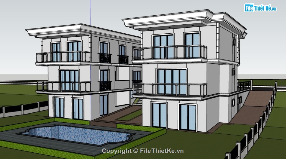 biệt thự file su,biệt thự  su,file sketchup biệt thự