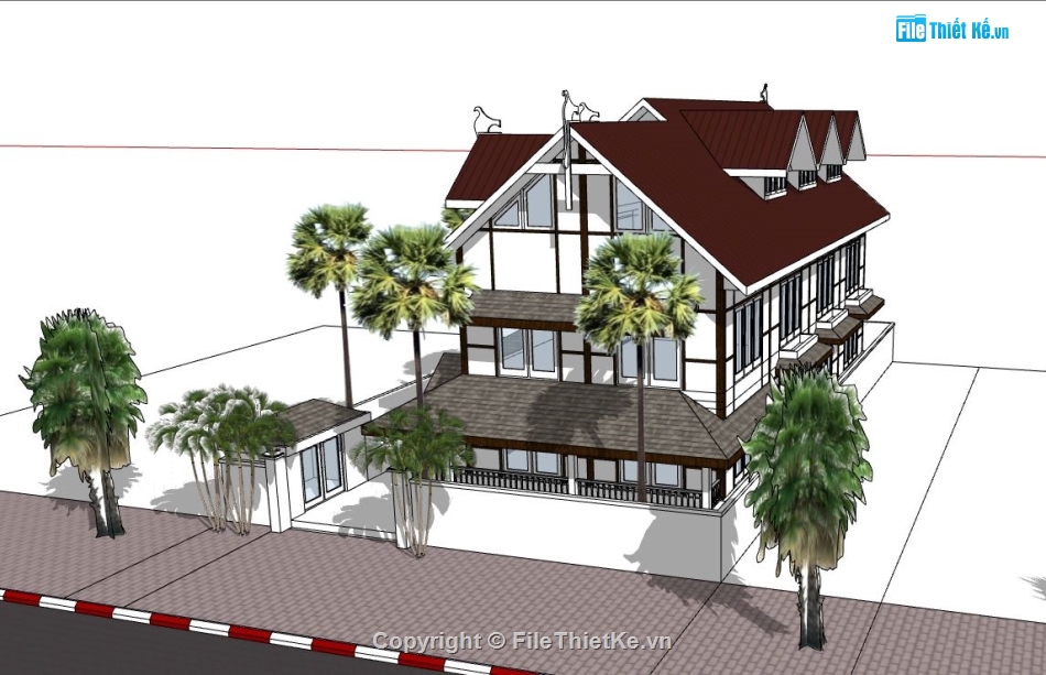 file sketchup biệt thự,model su biệt thự,sketchup biệt thự