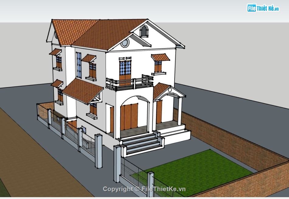 biệt thự 2 tầng,file su biệt thự,model su biệt thự 2 tầng