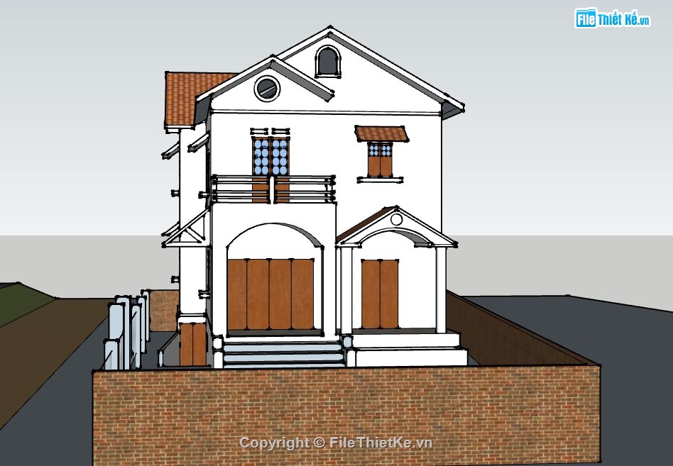 biệt thự 2 tầng,file su biệt thự,model su biệt thự 2 tầng