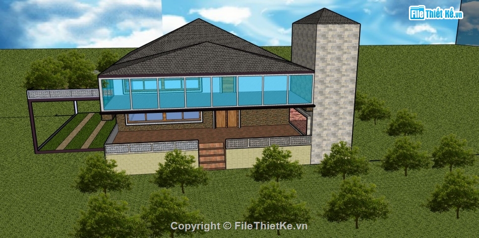 sketchup biệt thự,biệt thự sketchup,file su biệt thự