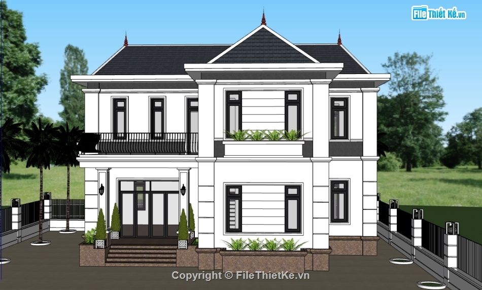 mẫu biệt thự,biệt thự 2 tầng,file su biệt thự