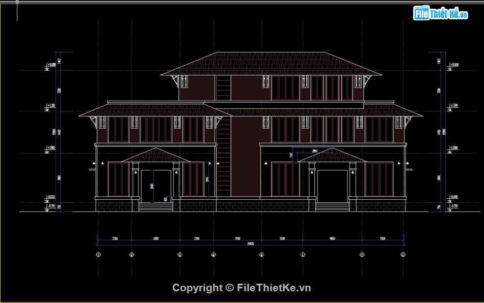 biệt thự 2 tầng,file cad biệt thự 2 tầng,mẫu biệt thự 2 tầng