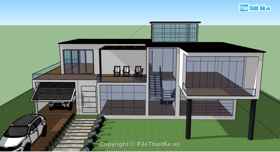 file su biệt thự,model su biệt thự,sketchup biệt thự