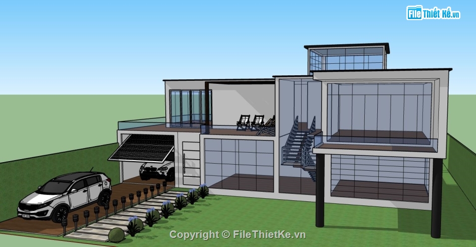 file su biệt thự,model su biệt thự,sketchup biệt thự