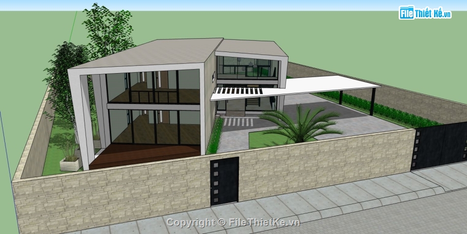 sketchup biệt thự,model su biệt thự,file su biệt thự