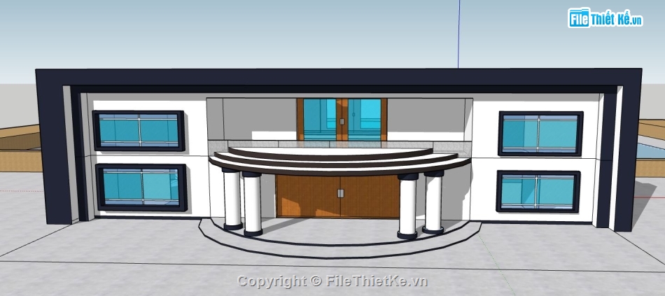 biệt thự 2 tầng,file su biệt thự,model su biệt thự