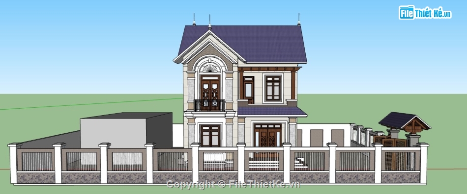 su biệt thự 2 tầng,model su biệt thự,sketchup biệt thự