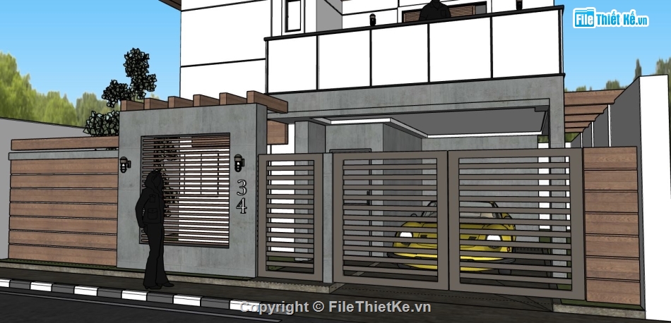 su biệt thự 2 tầng,model su biệt thự 2 tầng,file sketchup biệt thự