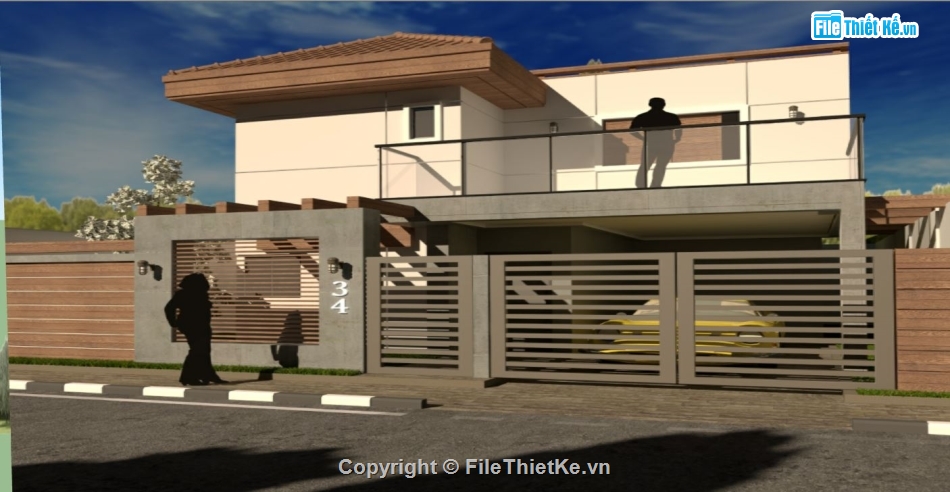 su biệt thự 2 tầng,model su biệt thự 2 tầng,file sketchup biệt thự