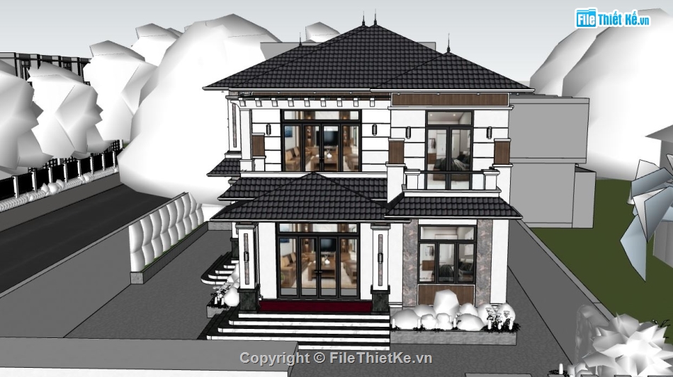 sketchup biệt thự,biệt thự sketchup,file su biệt thự