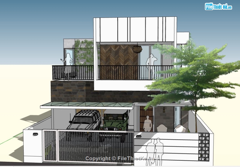 su biệt thự 2 tầng,file sketchup biệt thự 2 tầng,biệt thự 2 tầng file su