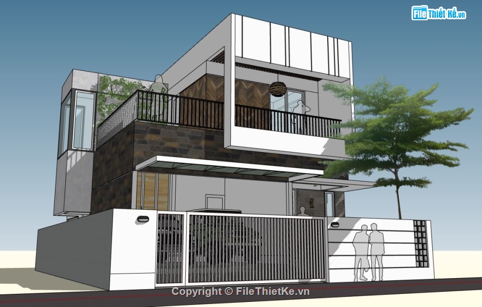 su biệt thự 2 tầng,file sketchup biệt thự 2 tầng,biệt thự 2 tầng file su