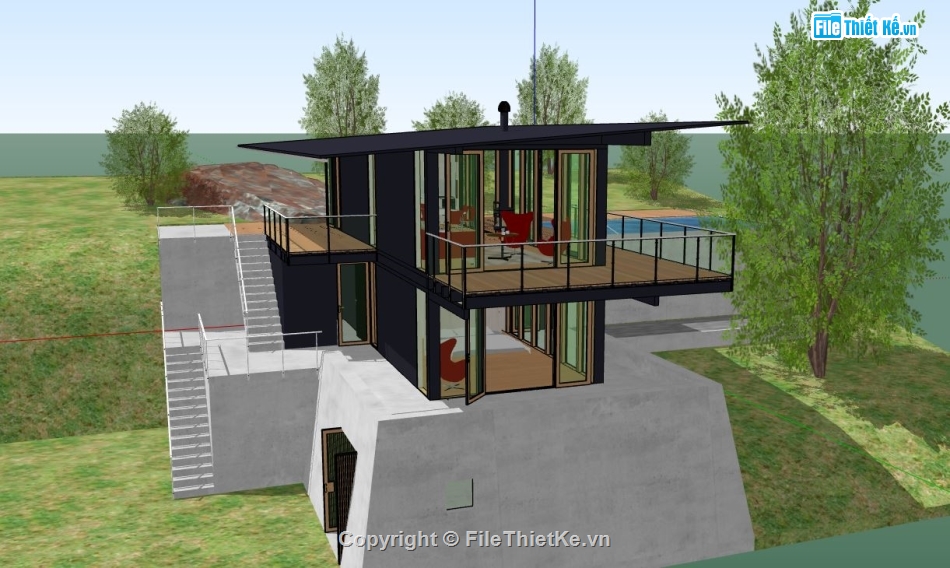 file su biệt thự,model su biệt thự,sketchup biệt thự