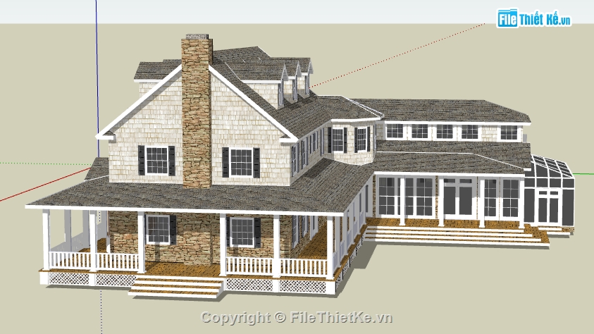 biệt thự 2 tầng dựng model su,file 3d su bao cảnh nhà biệt thự,file sketchup dựng mẫu biệt thự