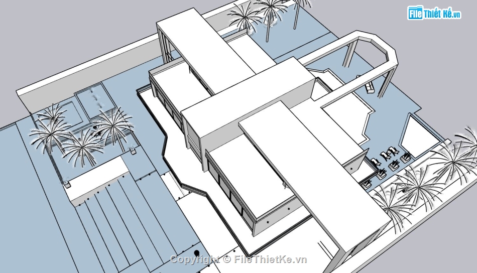 biệt thự 2 tầng,file sketchup biệt thự 2 tầng,mẫu biệt thự 2 tầng,phối cảnh biệt thự 2 tầng