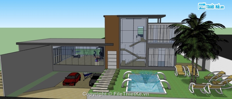 file su biệt thự,model su biệt thự,sketchup biệt thự