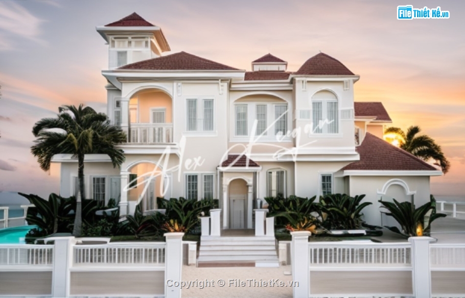 biệt thự 2 tầng,biệt thự đẹp 2 tầng,biệt thự 2 tầng đẹp,biệt thự sketchup,sketchup biệt thự