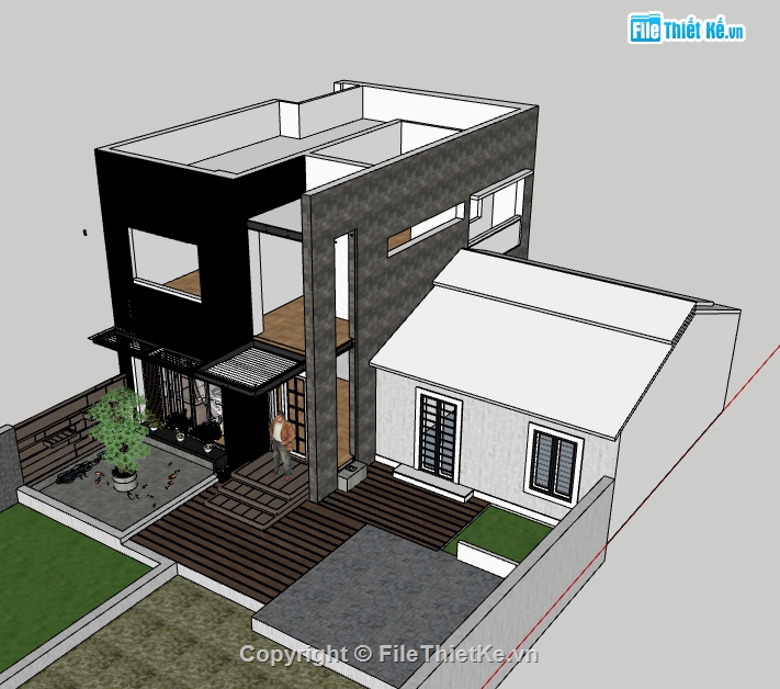 dựng model su biệt thự 2 tầng,file sketchup biệt thự đẹp,biệt thự 2 tầng file 3d su
