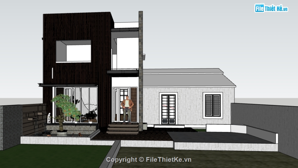 dựng model su biệt thự 2 tầng,file sketchup biệt thự đẹp,biệt thự 2 tầng file 3d su