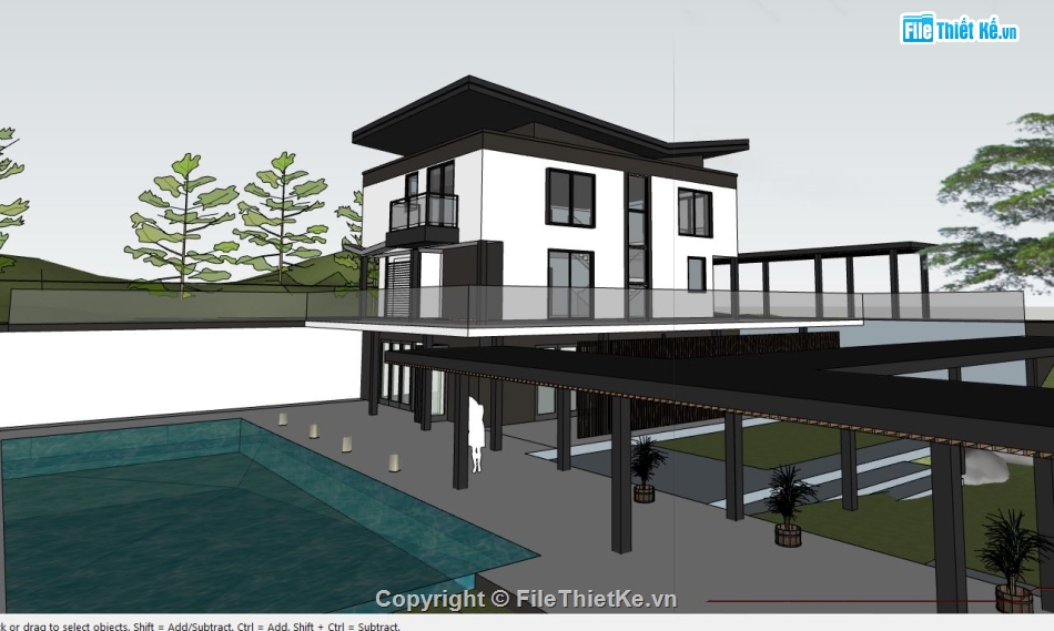 sketchup biệt thự 2 tầng,biệt thự 2 tầng,biệt thự sketchup