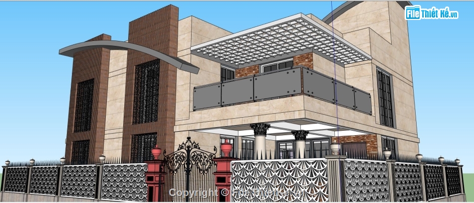 biệt thự 2 tầng,mẫu su biệt thự 2 tầng,file sketchup biệt thự,su biệt thự 2 tầng