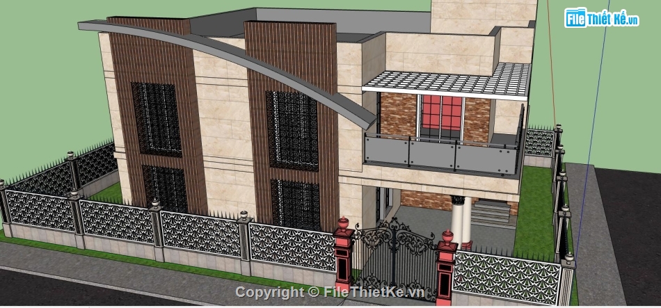 biệt thự 2 tầng,mẫu su biệt thự 2 tầng,file sketchup biệt thự,su biệt thự 2 tầng
