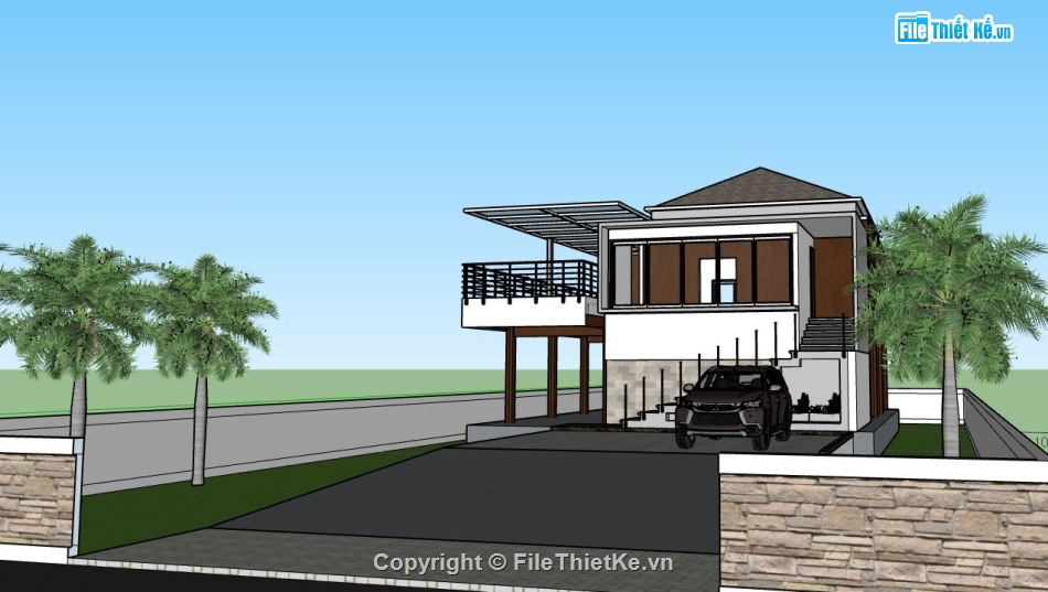 sketchup biệt thự,biệt thự sketchup,model su biệt thự