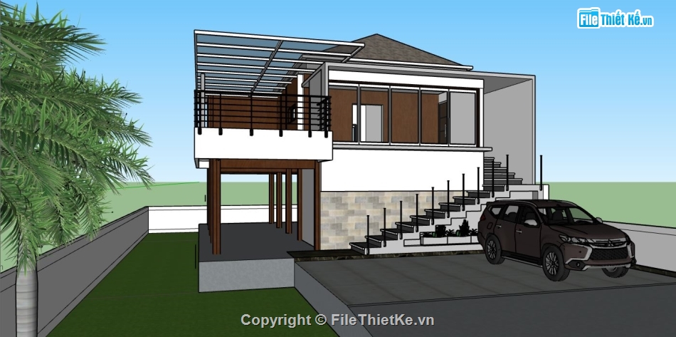 sketchup biệt thự,biệt thự sketchup,model su biệt thự