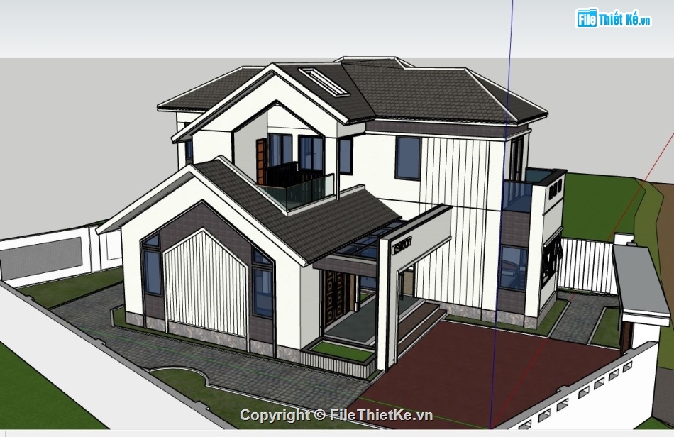 su biệt thự 2 tầng,biệt thự 2 tầng su,biệt thự 2 tầng sketchup