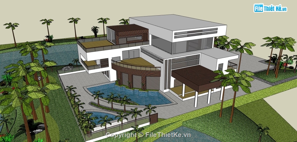 file su biệt thự,model su biệt thự,sketchup biệt thự