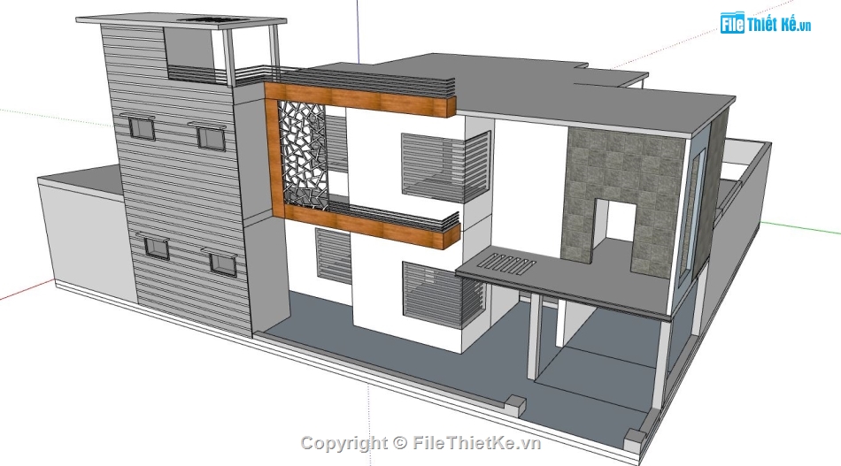 biệt thự sketchup,biệt thự đẹp 2 tầng,file sketchup biệt thự