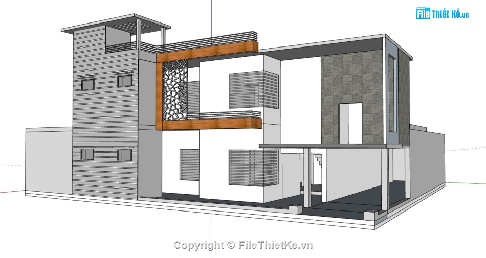 biệt thự sketchup,biệt thự đẹp 2 tầng,file sketchup biệt thự