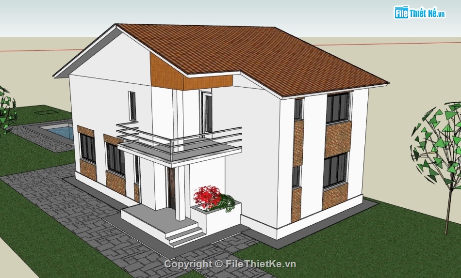 file su biệt thự,sketchup biệt thự,model su biệt thự