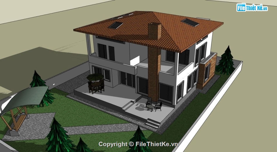 sketchup biệt thự,file su biệt thự,model su biệt thự