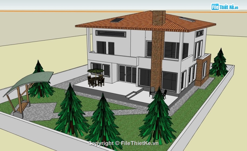 sketchup biệt thự,file su biệt thự,model su biệt thự