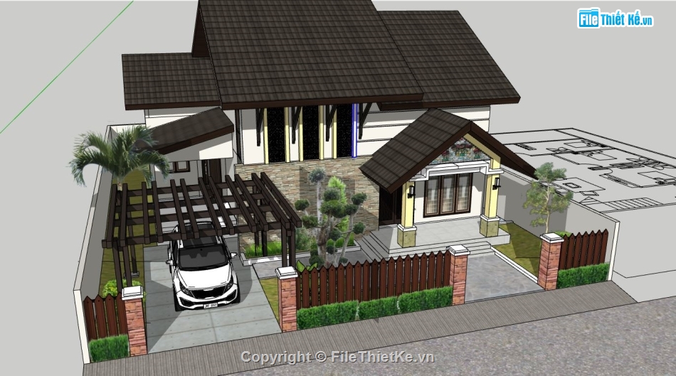 file su biệt thự,sketchup biệt thự,model su biệt thự